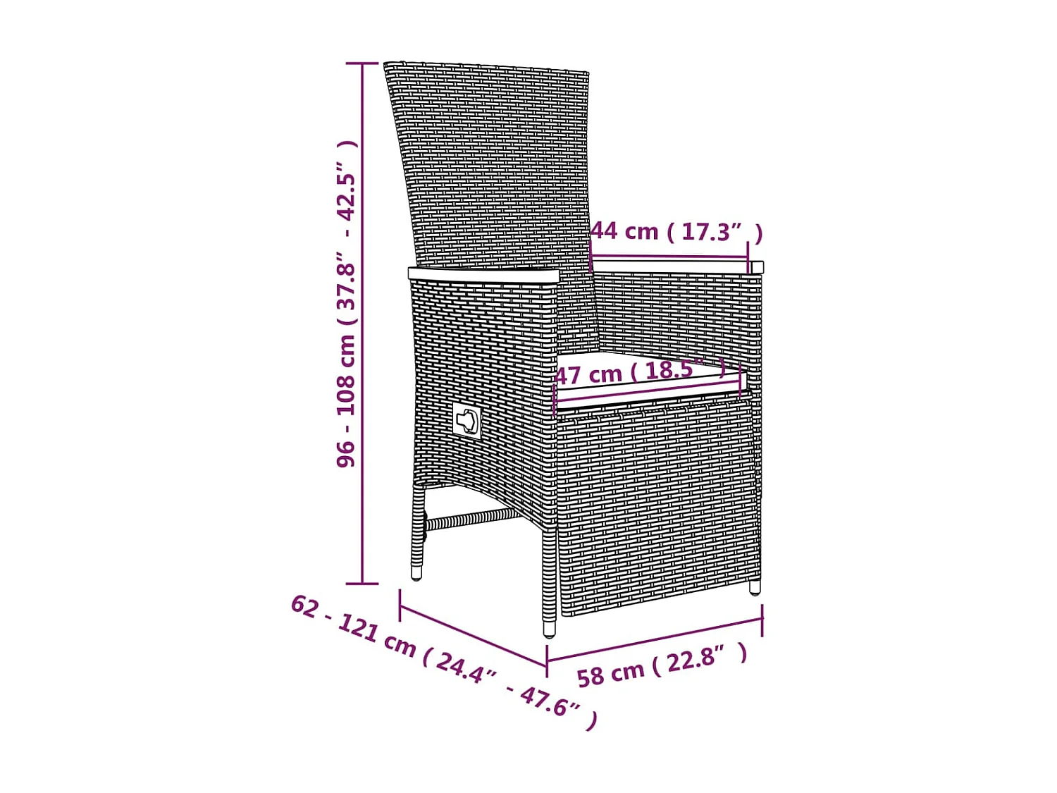 Set da Pranzo da Giardino 7 pz con Cuscini in Polyrattan Grigio