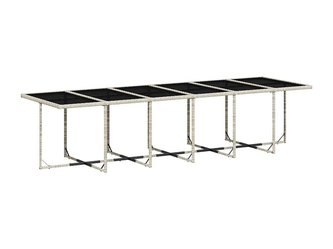 Set da Pranzo da Giardino 13pz con Cuscini Grigio in Polyrattan