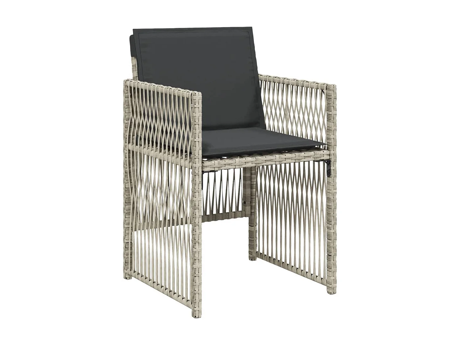 Set da Pranzo da Giardino 13pz con Cuscini Grigio in Polyrattan