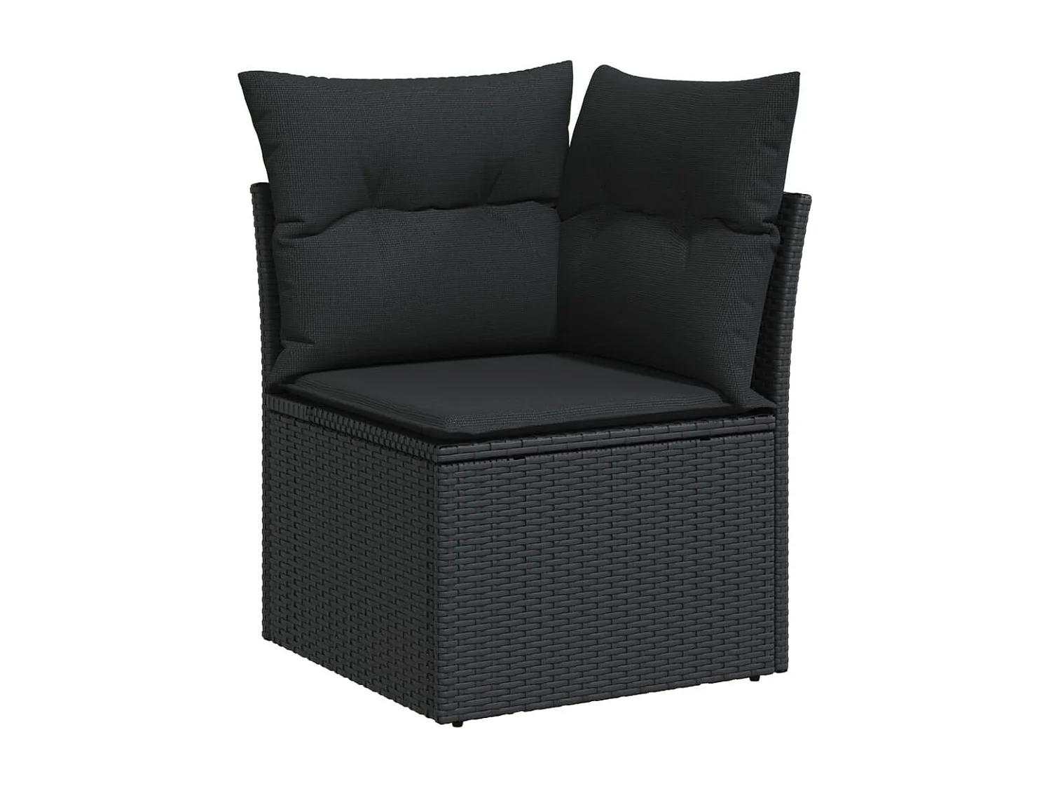 Salon de jardin 7 pcs avec coussins noir résine tressée