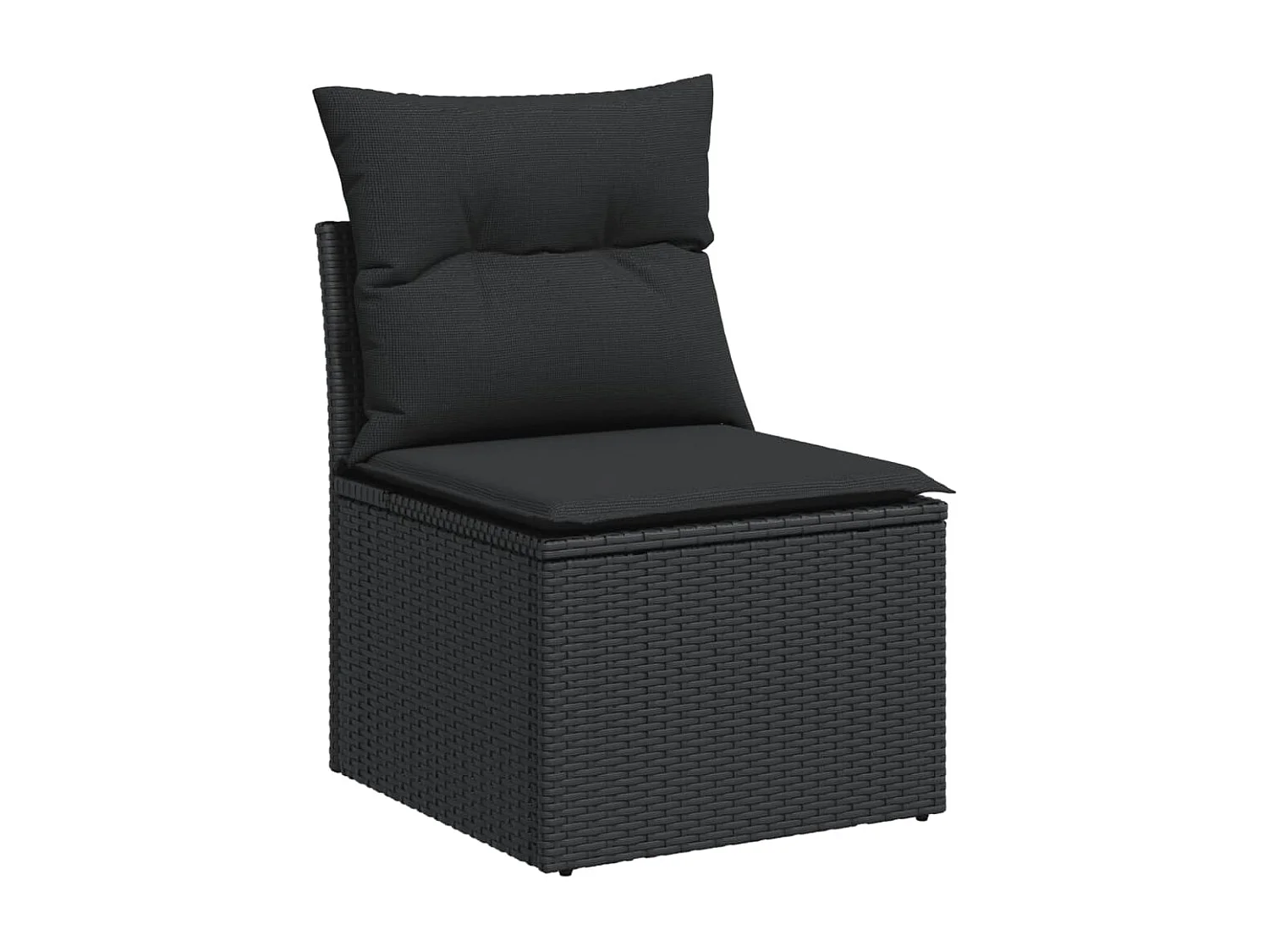 Salon de jardin 7 pcs avec coussins noir résine tressée