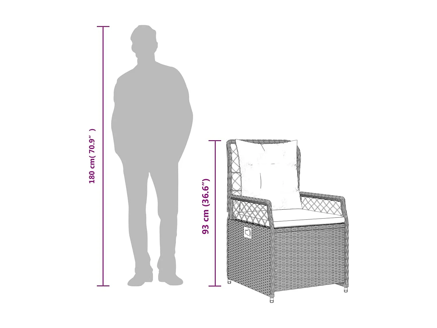 Set da Pranzo da Giardino 9pz con Cuscini Marrone in Polyrattan