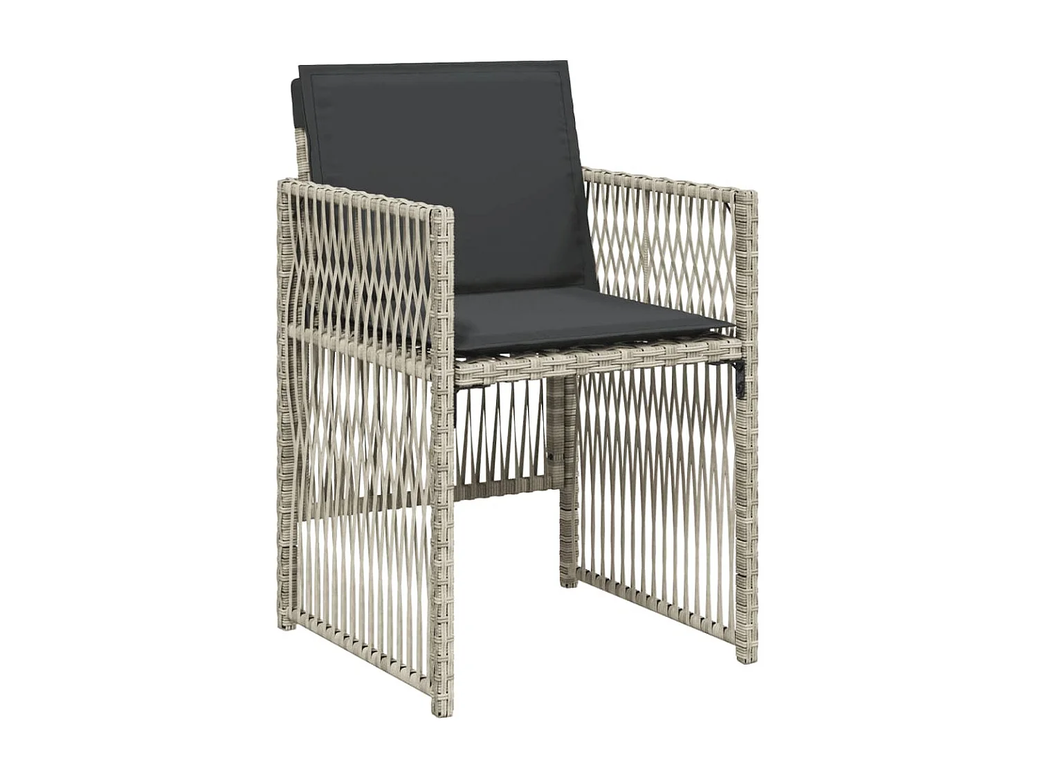 Set da Pranzo da Giardino 7 pz Cuscini Polyrattan Grigio Chiaro