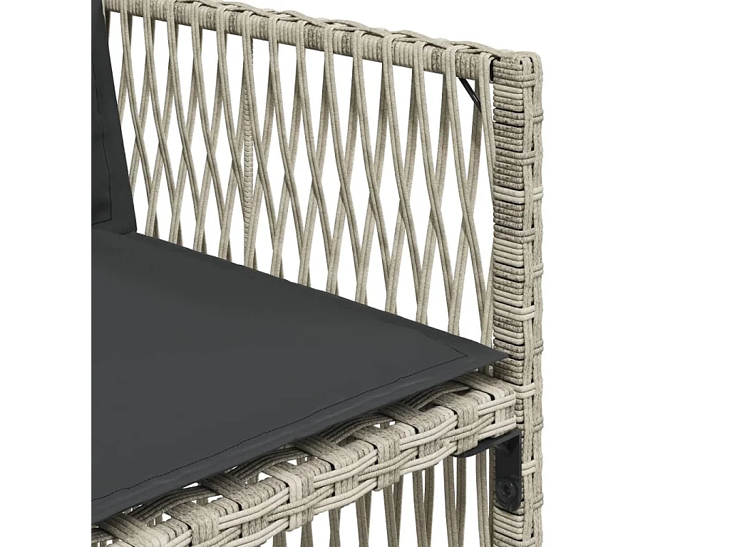 Set da Pranzo da Giardino 7 pz Cuscini Polyrattan Grigio Chiaro