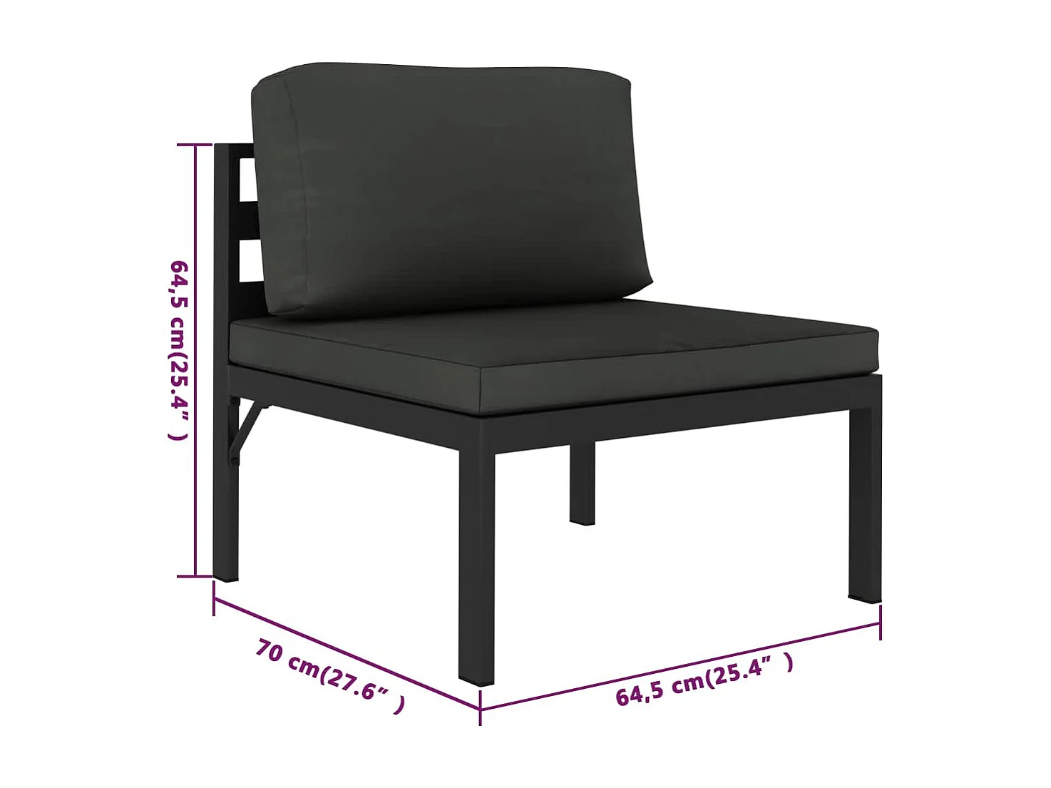 6 pcs conjunto lounge jardim com almofadões alumínio antracite