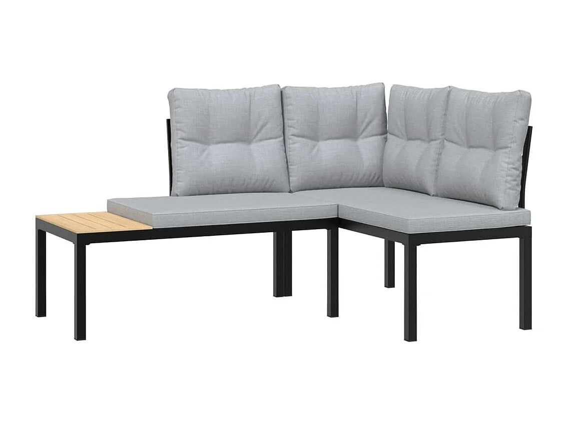 Ensemble de banc de jardin avec coussins 5 pcs noir