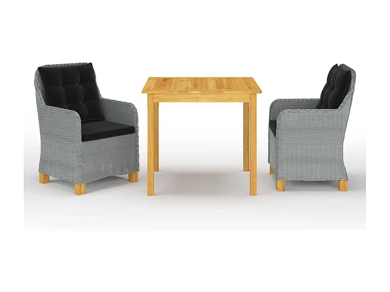 Set Mobili da Pranzo per Giardino 3 pz Grigio Chiaro