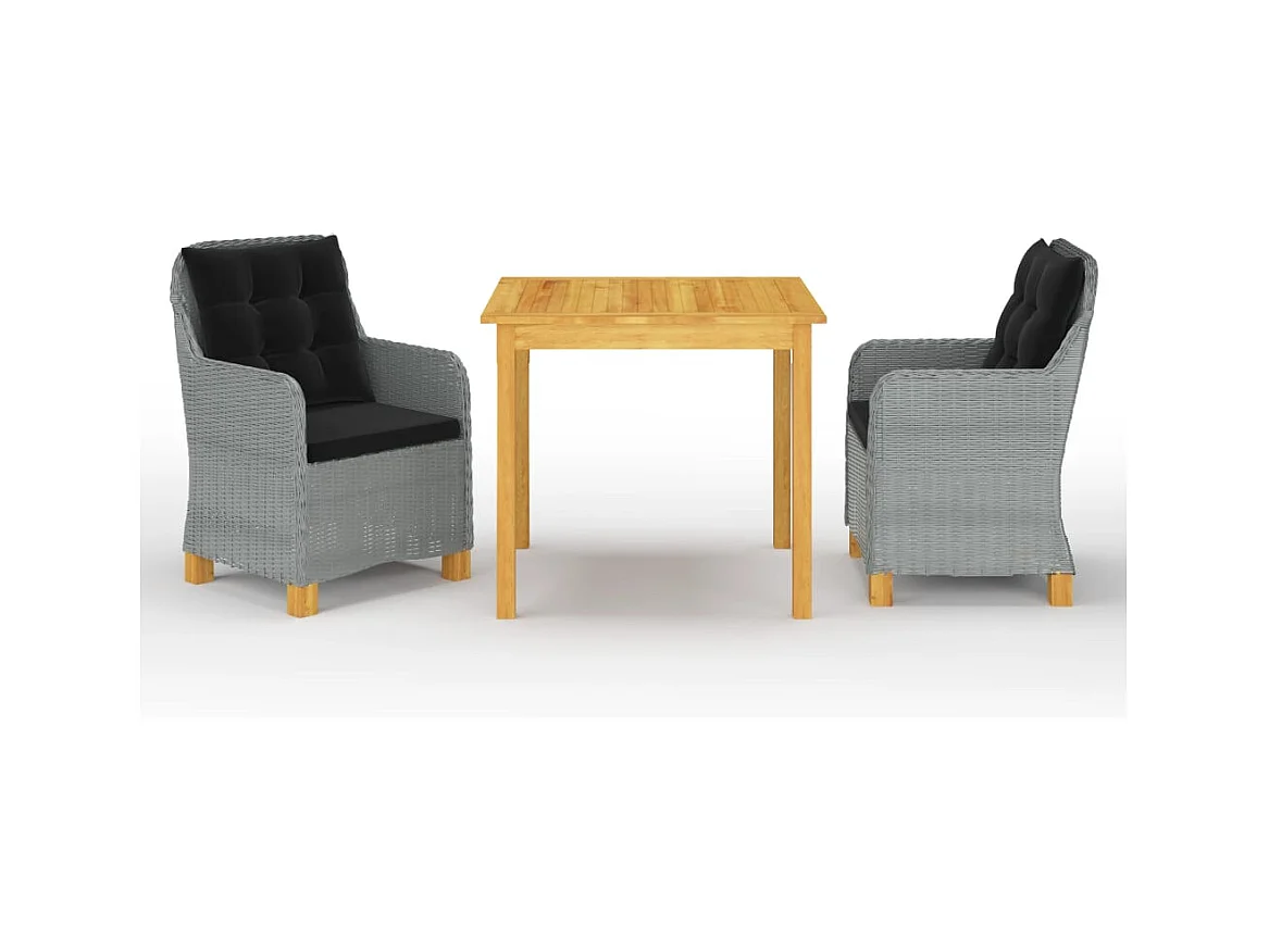 Ensemble à manger de jardin 3 pcs Gris clair