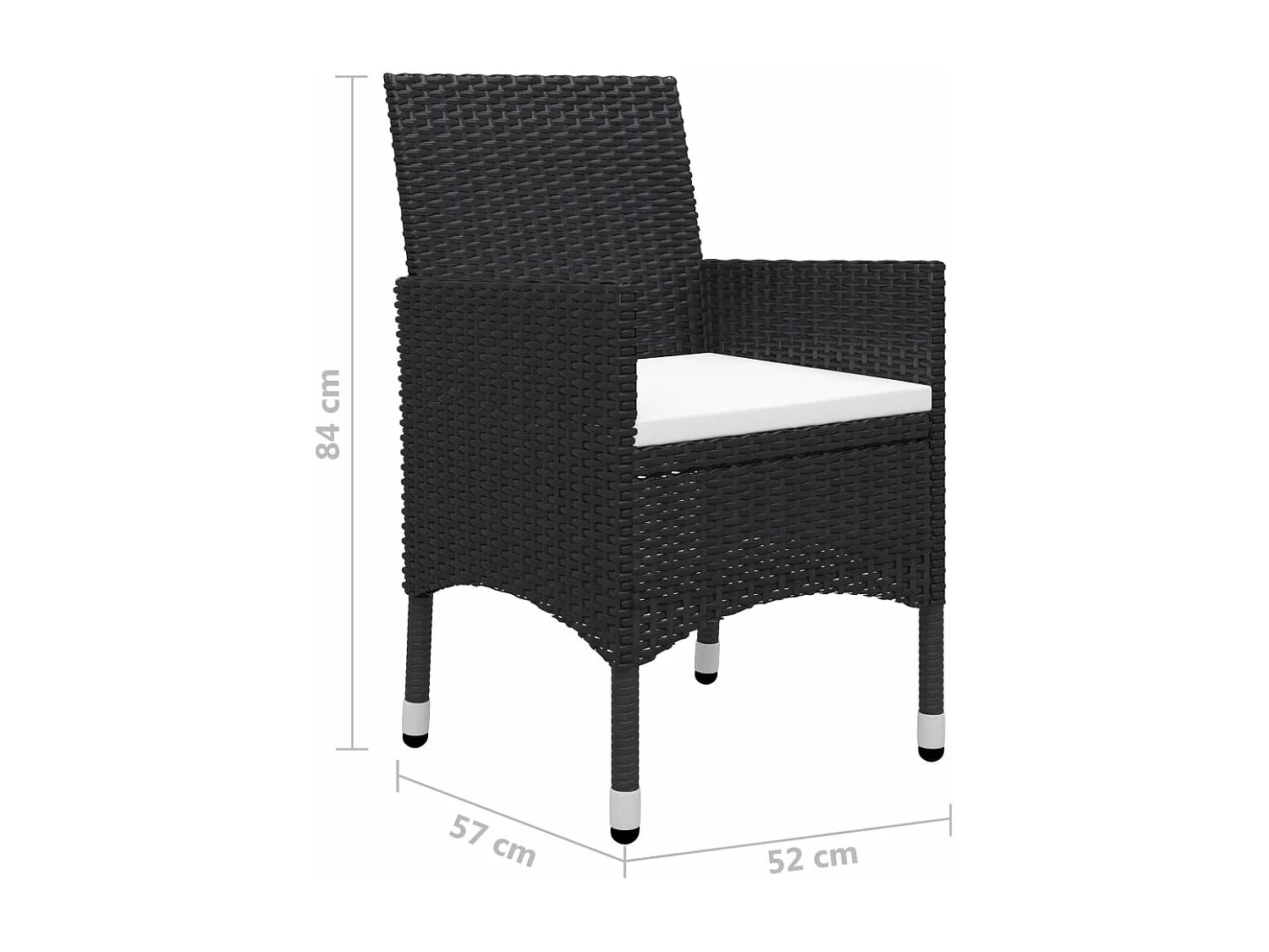 Set Mobili da Pranzo per Giardino 5 pz Nero