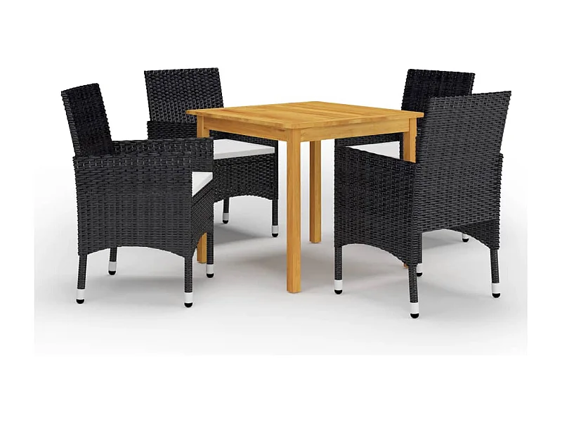 Set Mobili da Pranzo per Giardino 5 pz Nero