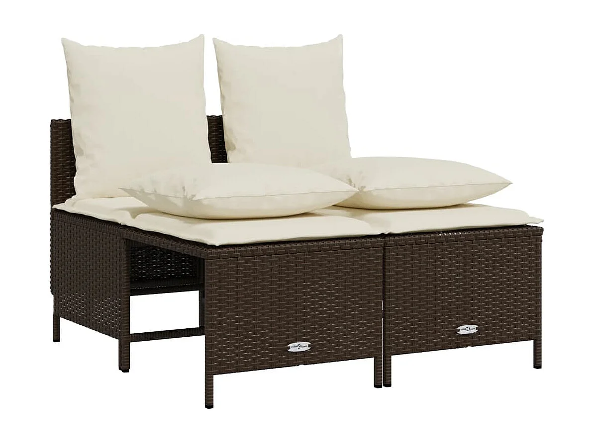 5-tlg. Garten-Sofagarnitur mit Kissen Braun Poly Rattan