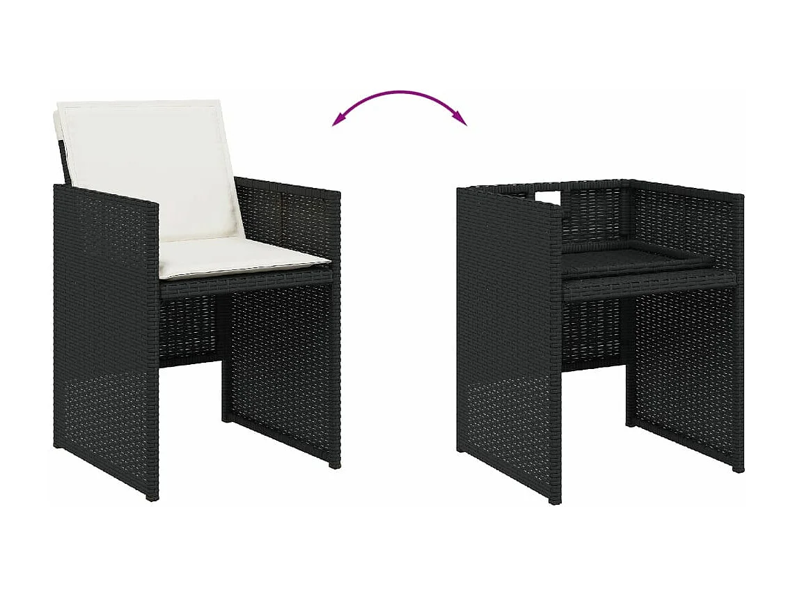 9-delige Tuinset poly rattan zwart