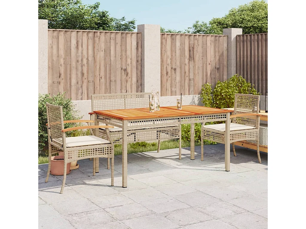 5 pcs conjunto de jantar p/ jardim com almofadões vime PE bege