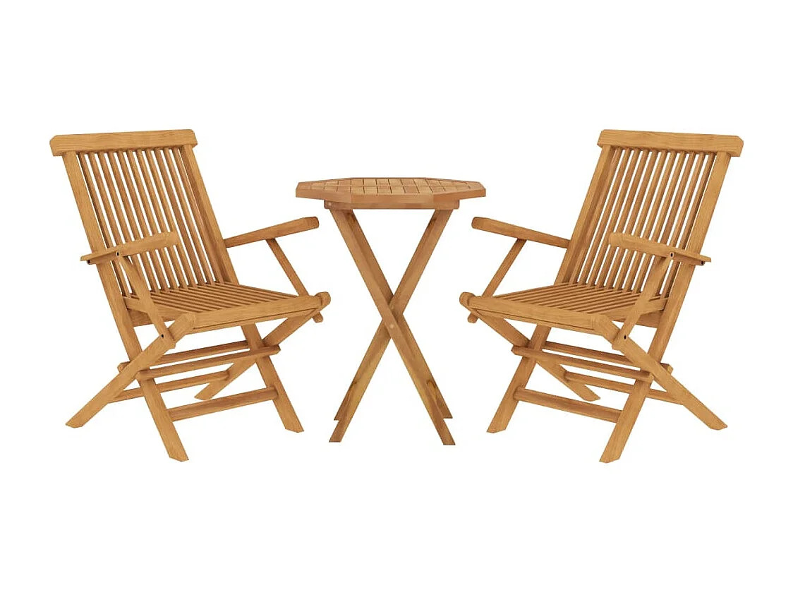 Set da Pranzo per Giardino 3 pz in Legno Massello di Teak