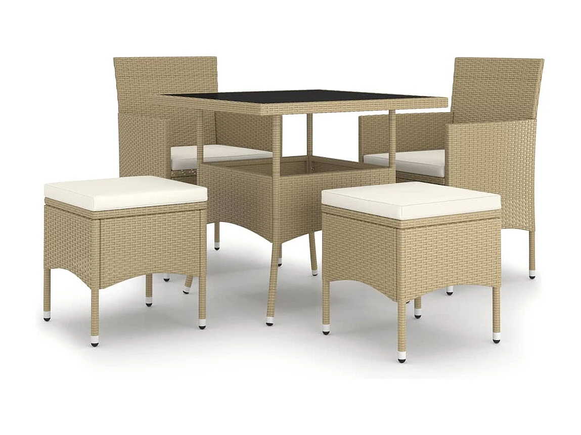 Ensemble à manger de jardin 5 pcs Résine tressée Beige