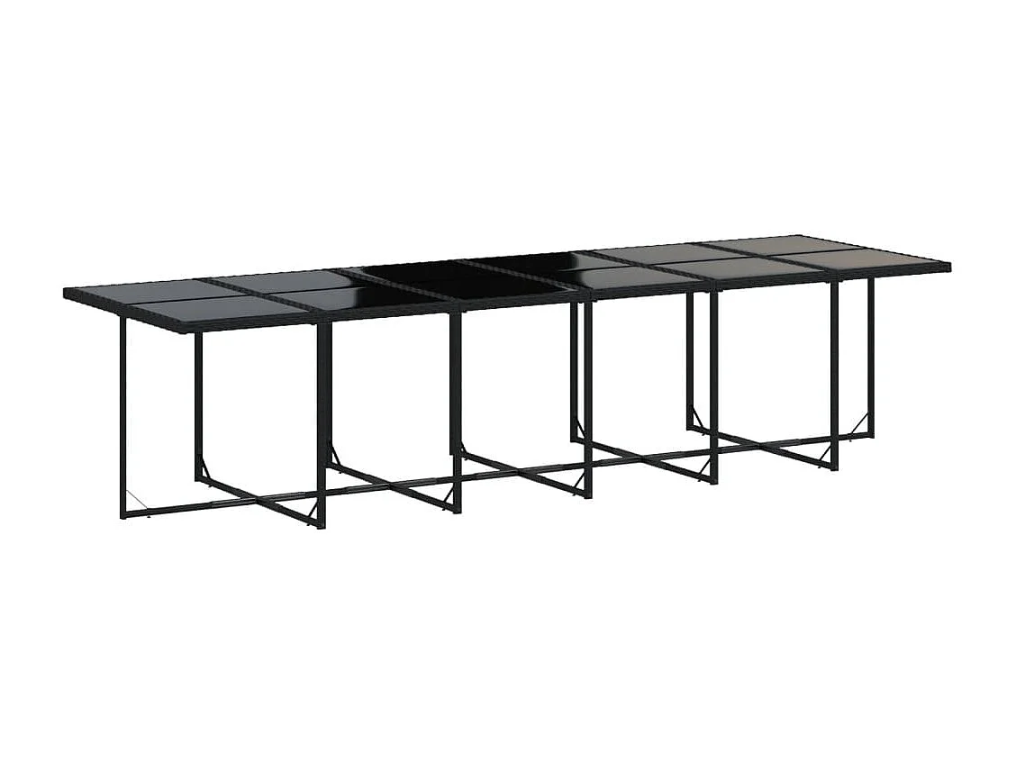 Ensemble à manger de jardin 17 pcs coussins noir résine tressée