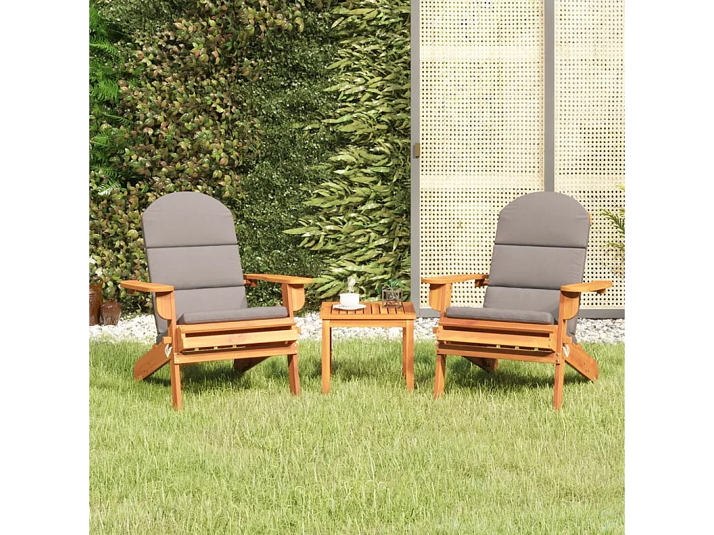 Ensemble de salon de jardin Adirondack 3 pcs bois acacia solide