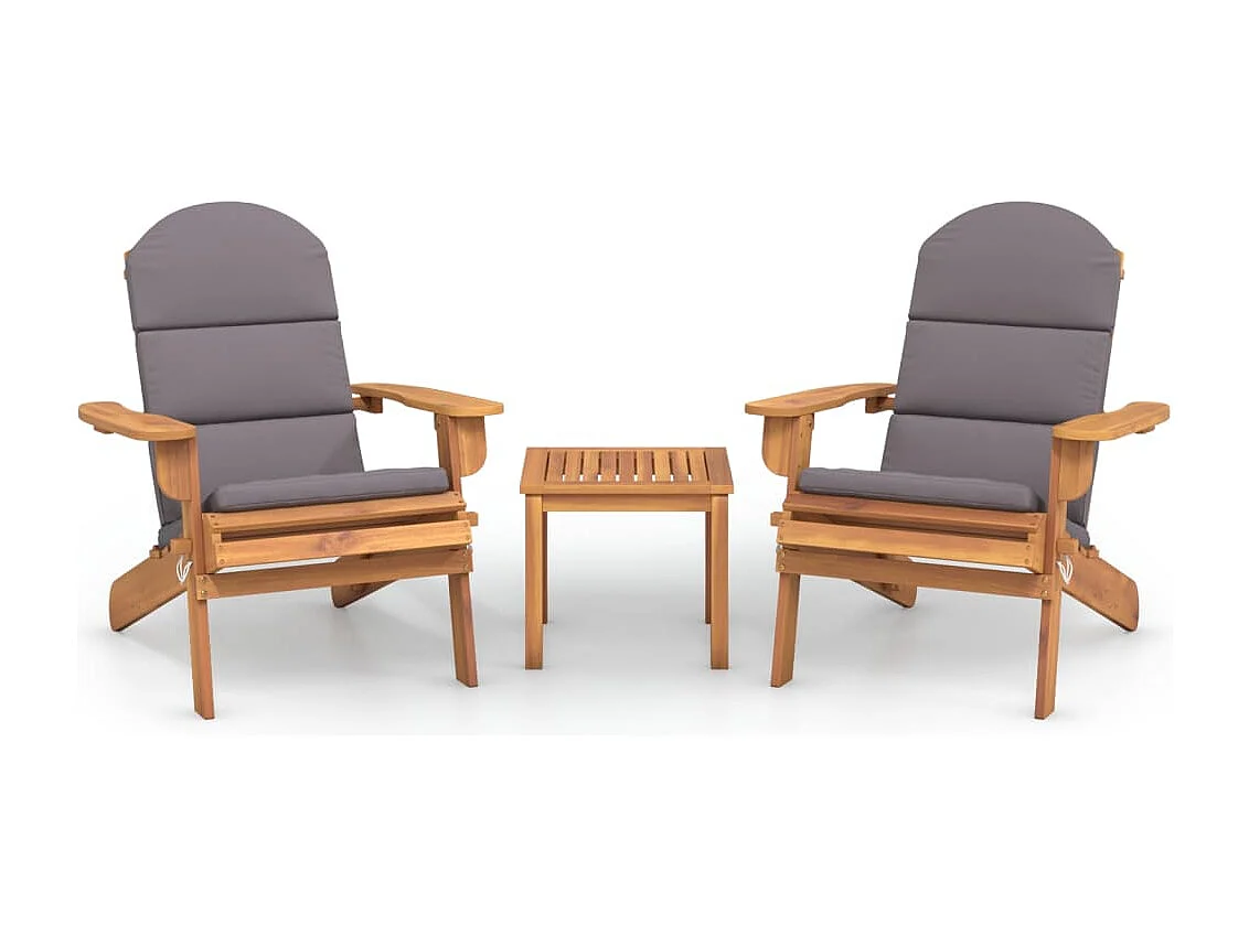 Ensemble de salon de jardin Adirondack 3 pcs bois acacia solide