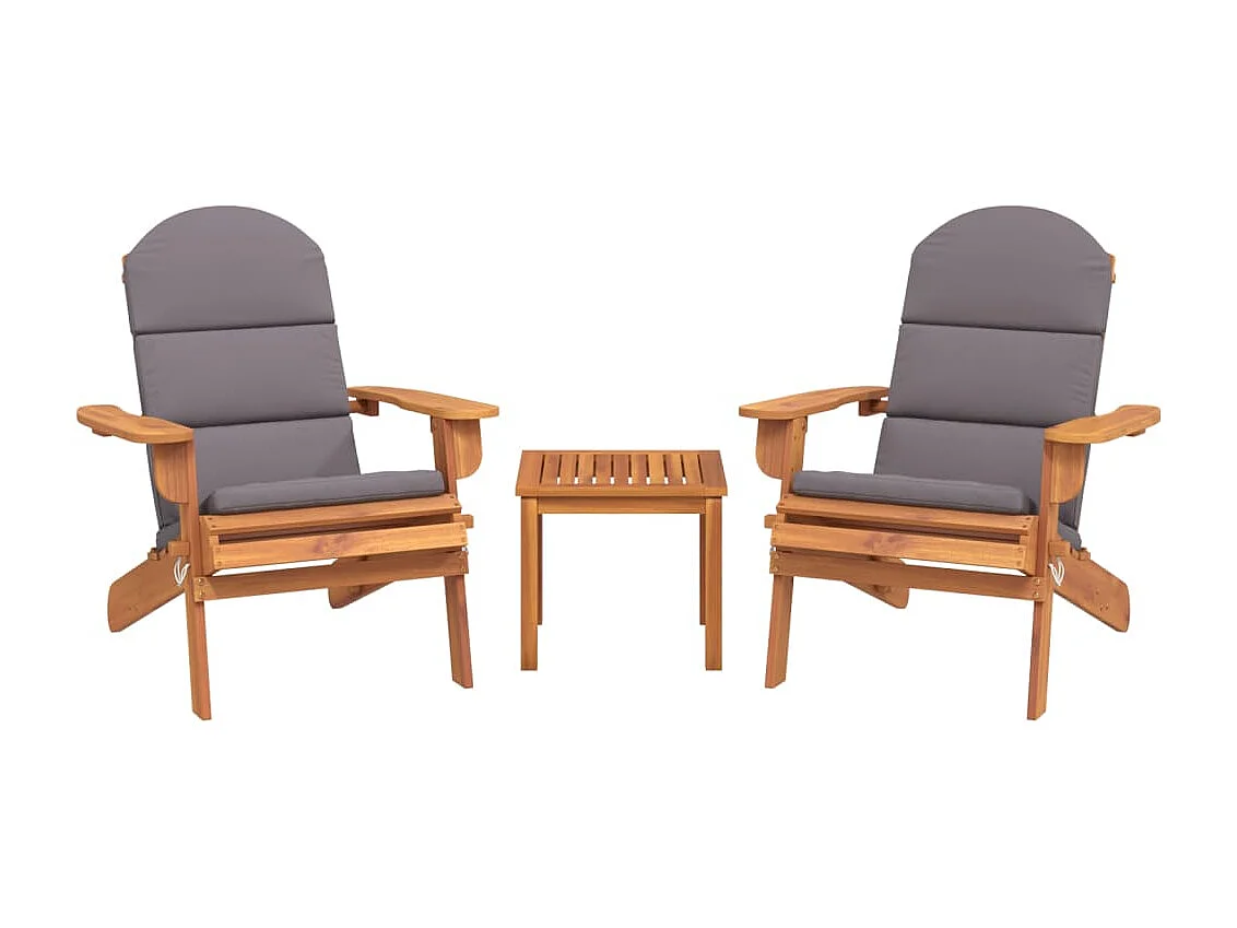 Ensemble de salon de jardin Adirondack 3 pcs bois acacia solide