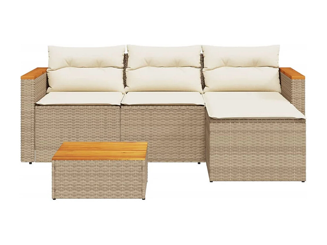 Salon de jardin avec coussins 3 pcs beige résine tressée