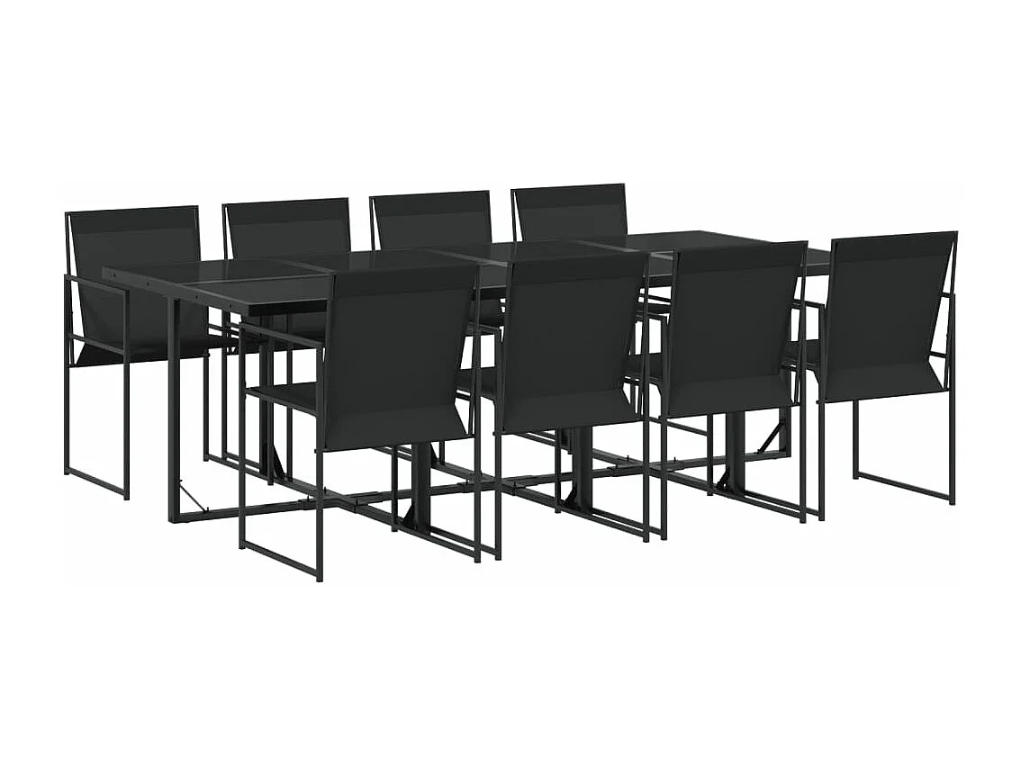 Ensemble à manger de jardin 9 pcs noir textilène