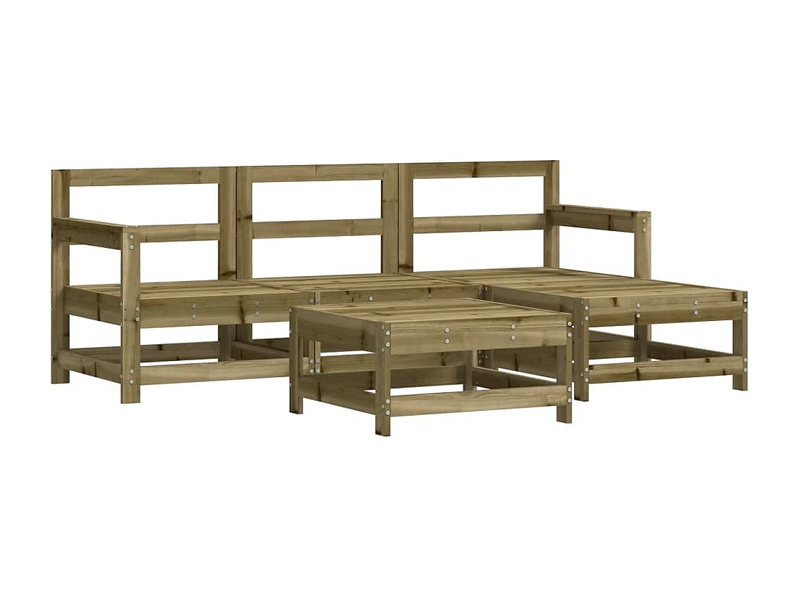 Salon de jardin 5 pcs bois de pin imprégné