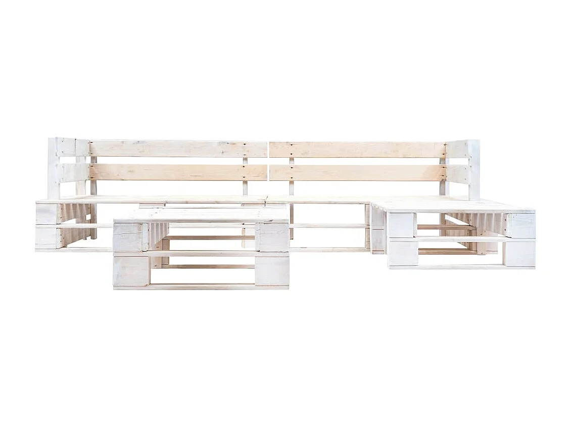 Salon de jardin palette 4 pcs Bois Blanc