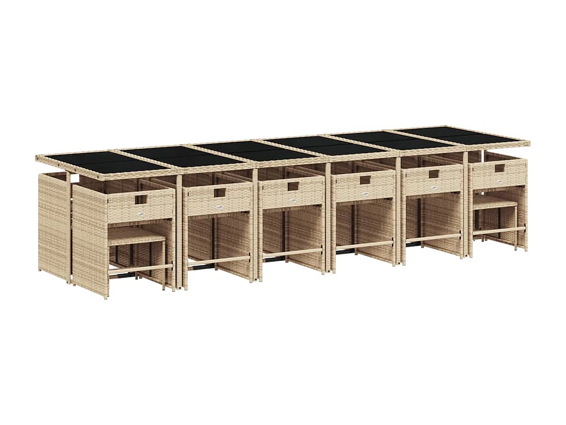 17-delige Tuinset met kussens poly rattan gemengd beige