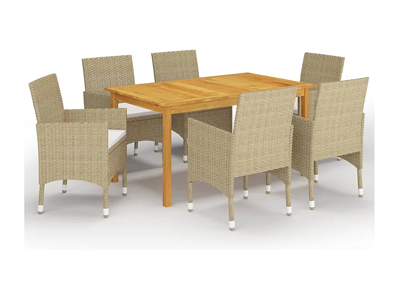 Ensemble à manger de jardin 7 pcs Beige