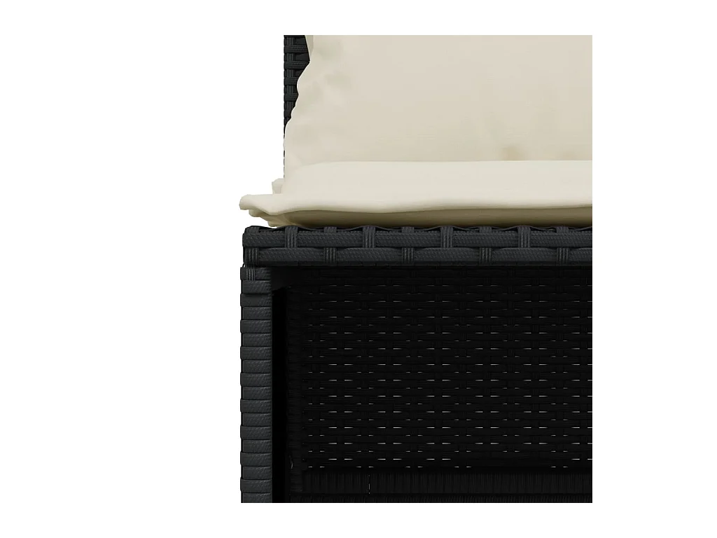 5-delige Loungeset met kussens poly rattan zwart