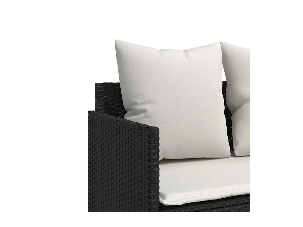 5-delige Loungeset met kussens poly rattan zwart