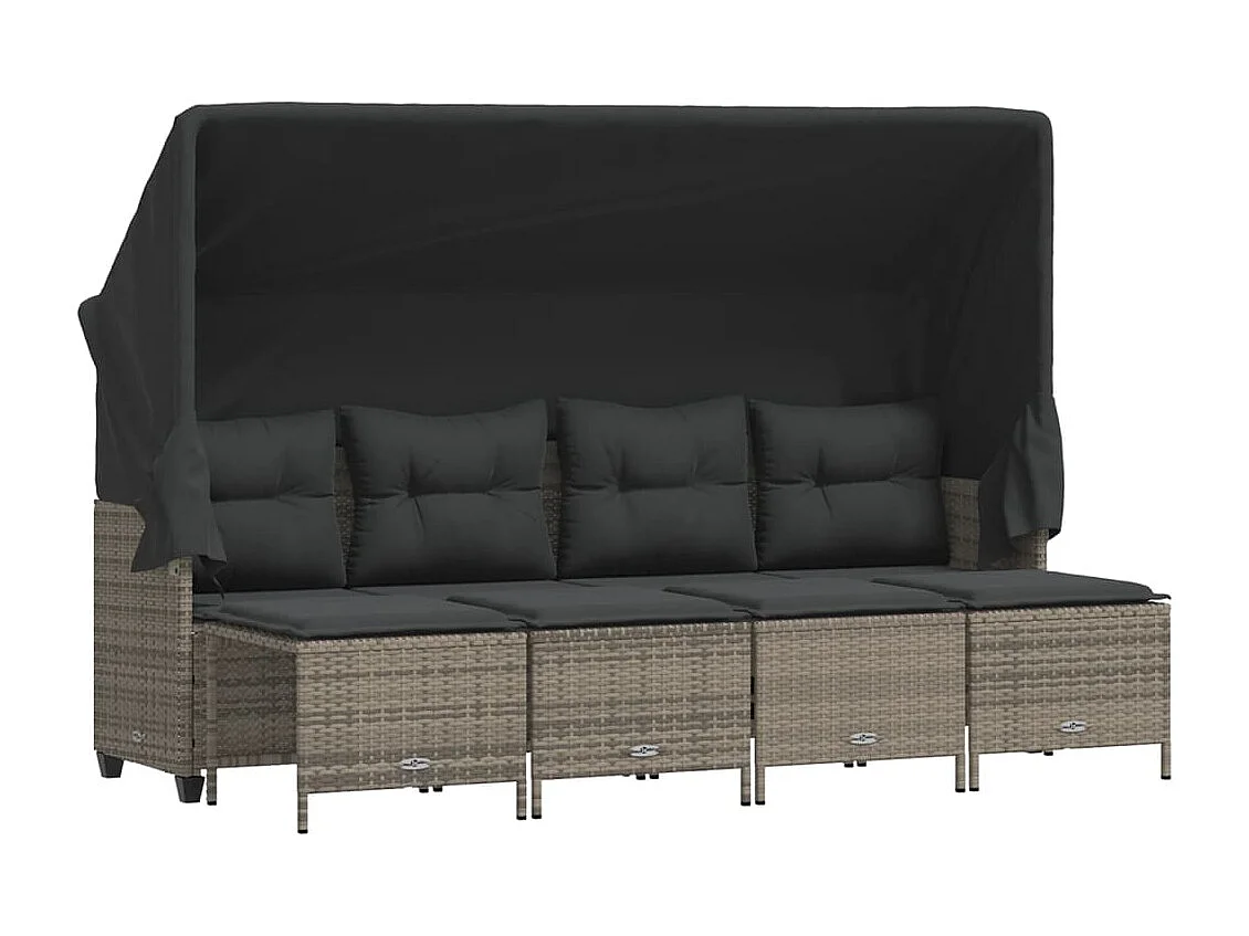 Set Divano da Giardino 5 pz con Cuscini Grigio in Polyrattan