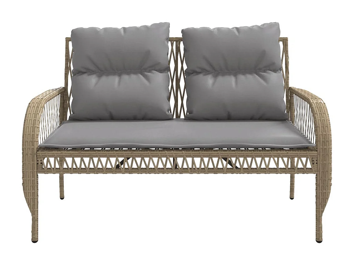 Set Divano da Giardino 4 pz con Cuscini Beige in Polyrattan