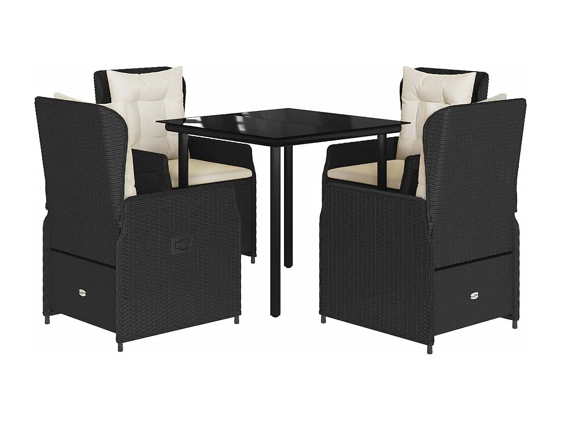 Ensemble à manger de jardin coussins 5pcs Noir Résine tressée