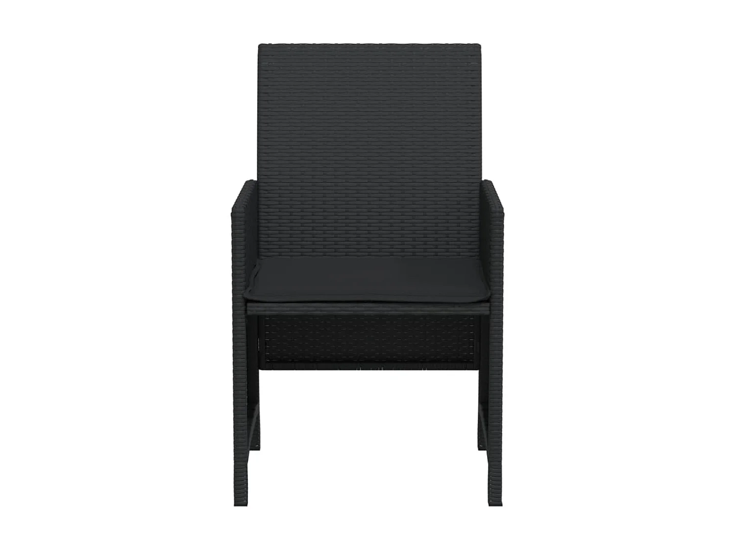 3 pcs conjunto de bistrô com almofadões vime PE preto