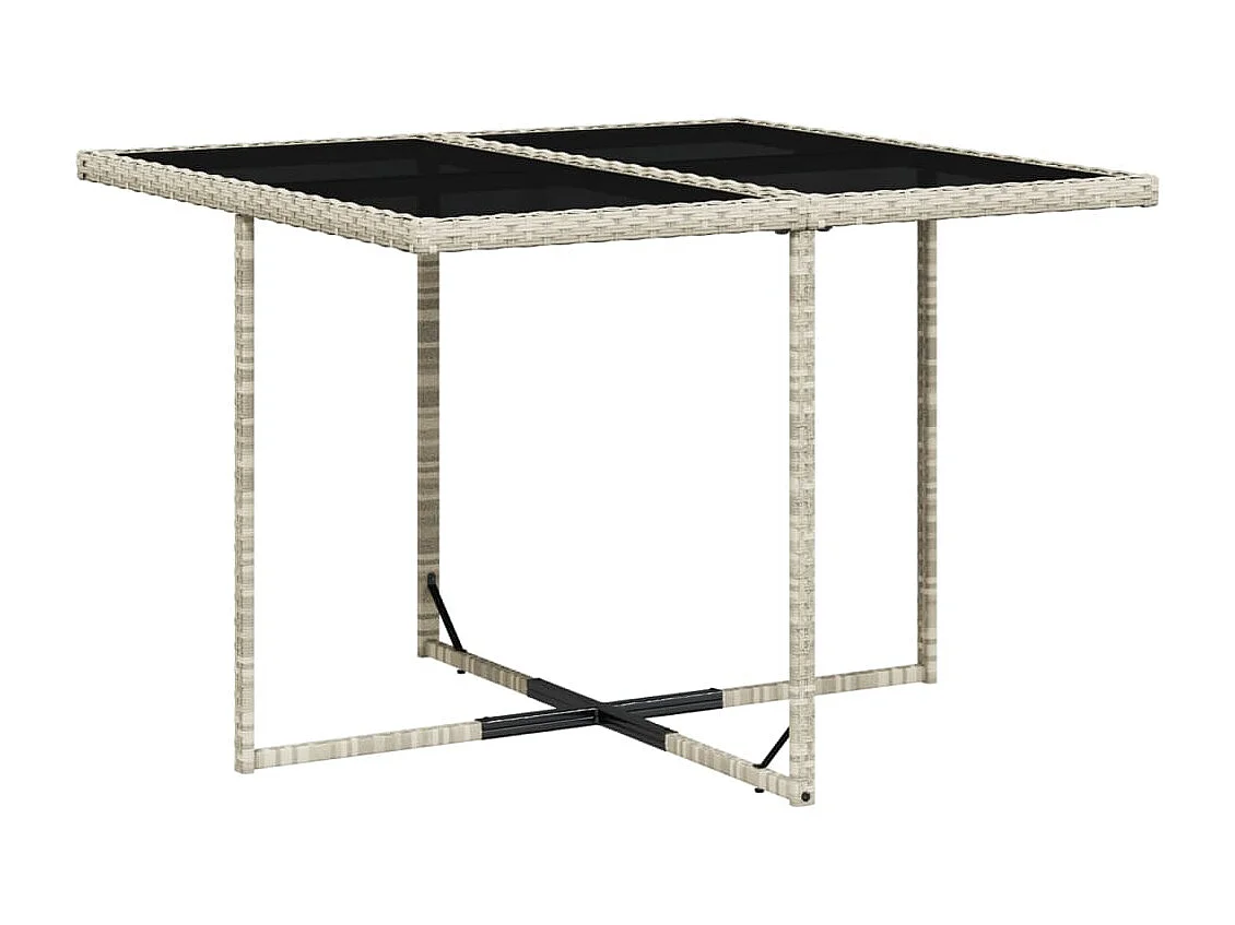 Set Pranzo da Giardino 5pz con Cuscini Grigio Chiaro Polyrattan