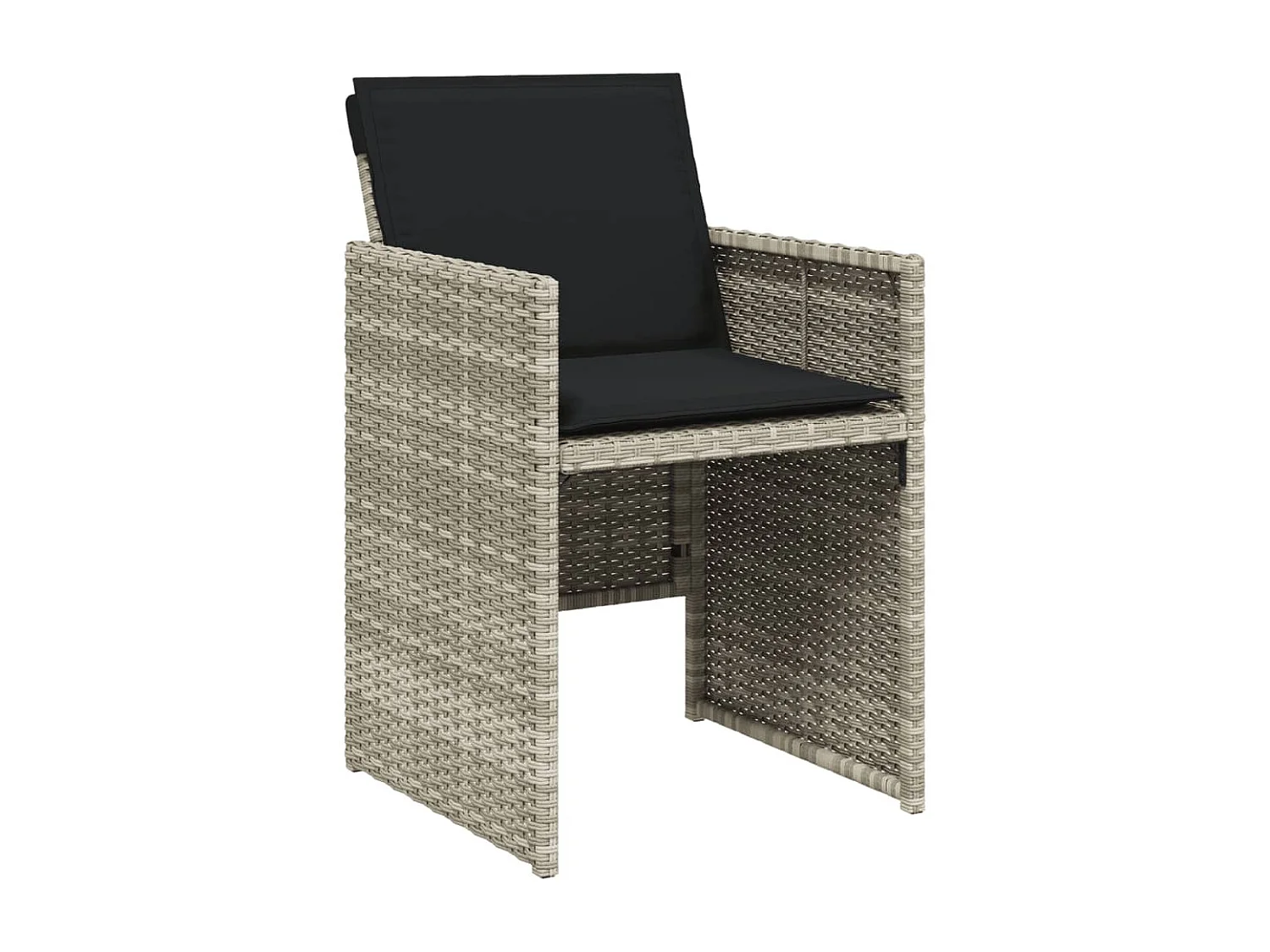 Set Pranzo da Giardino 5pz con Cuscini Grigio Chiaro Polyrattan