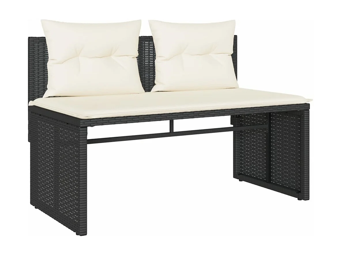 Set Divani da Giardino 4 pz con Cuscini Nero in Polyrattan