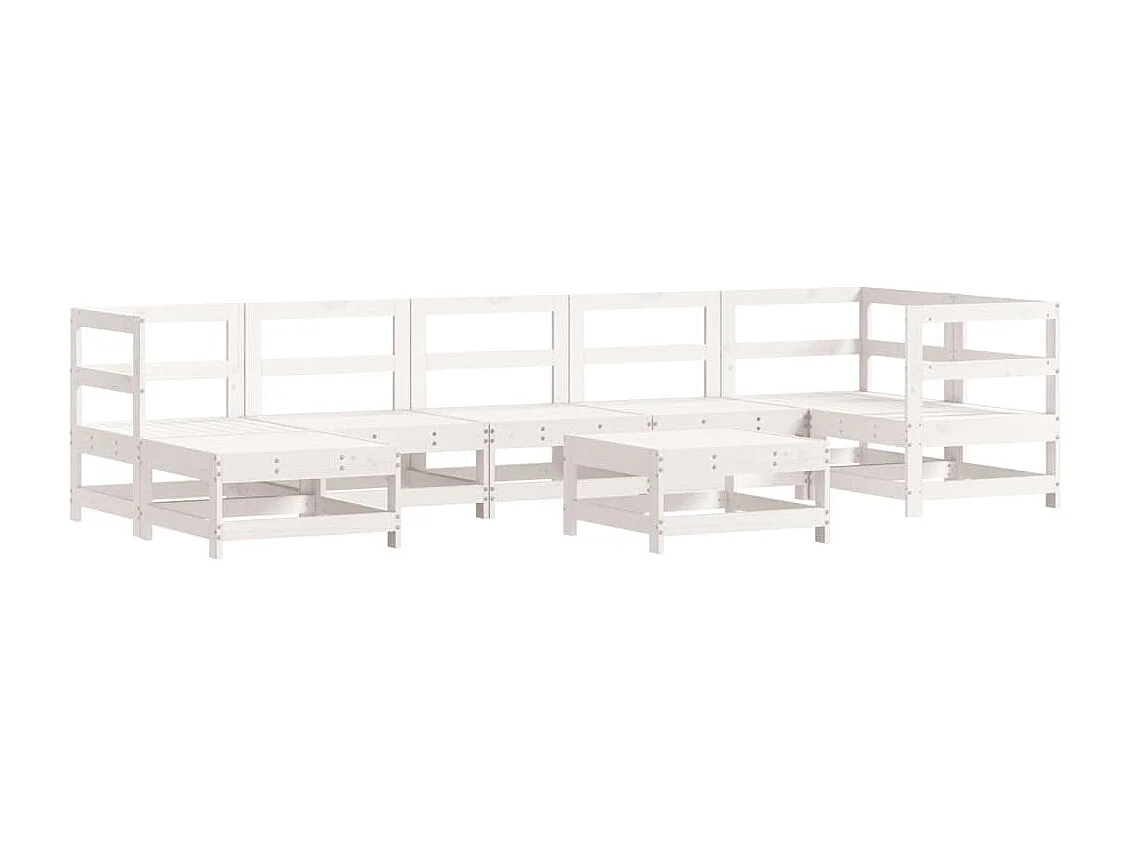 Set Salotto da Giardino 8 pz in Legno Massello di Pino Bianco