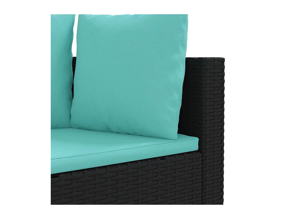 Salon de jardin 7 pcs avec coussins noir résine tressée