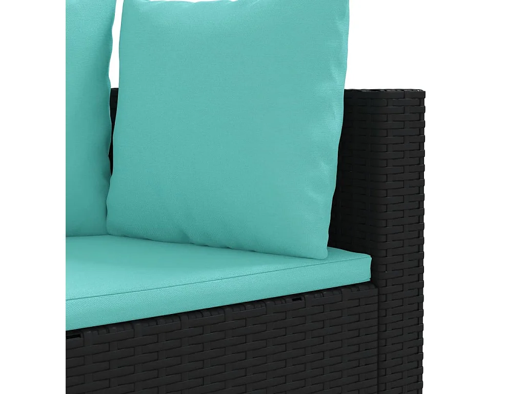 Salon de jardin 7 pcs avec coussins noir résine tressée