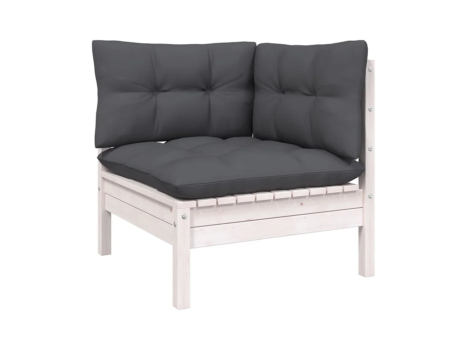 Salon de jardin 8 pcs avec coussins blanc bois de pin massif
