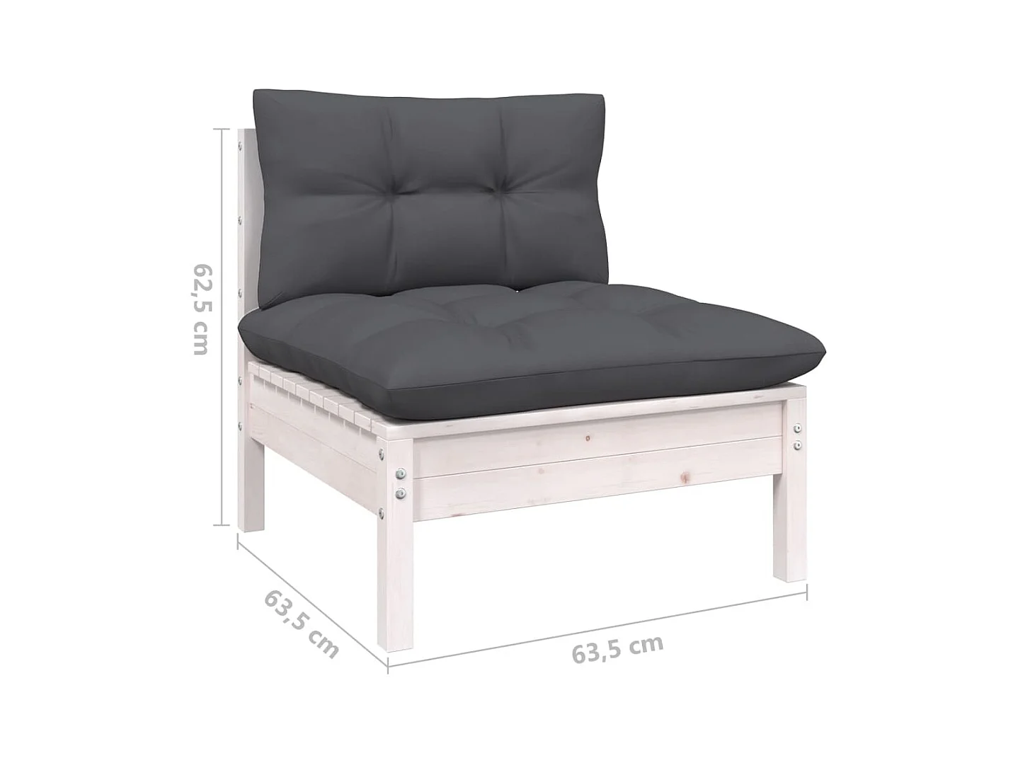 Salon de jardin 8 pcs avec coussins blanc bois de pin massif