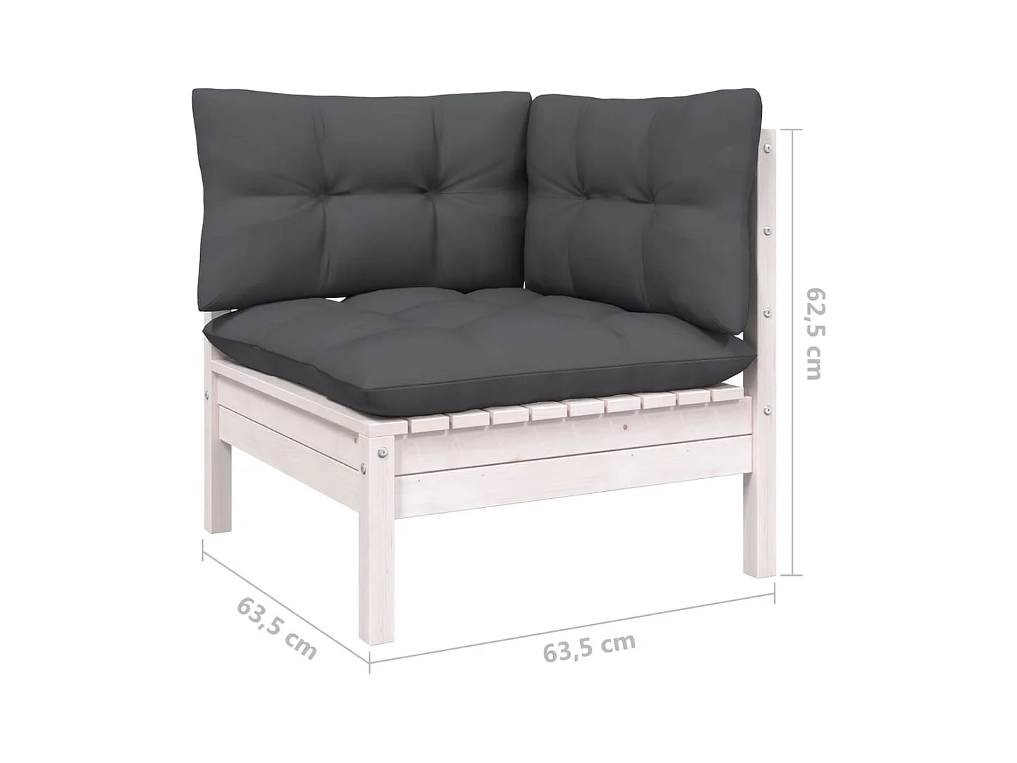 Salon de jardin 8 pcs avec coussins blanc bois de pin massif