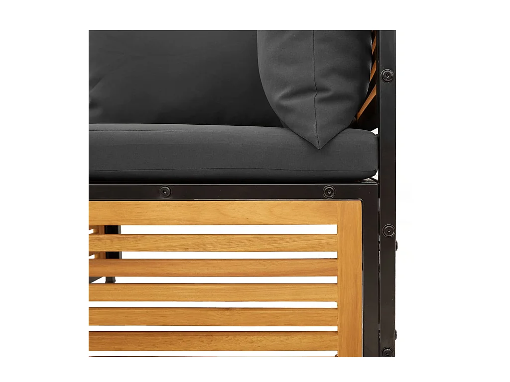 6-delige Loungeset met kussens massief acaciahout