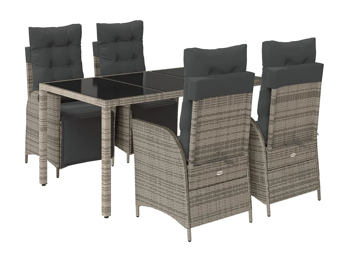 Ensemble à manger de jardin 5 pcs coussins gris résine tressée