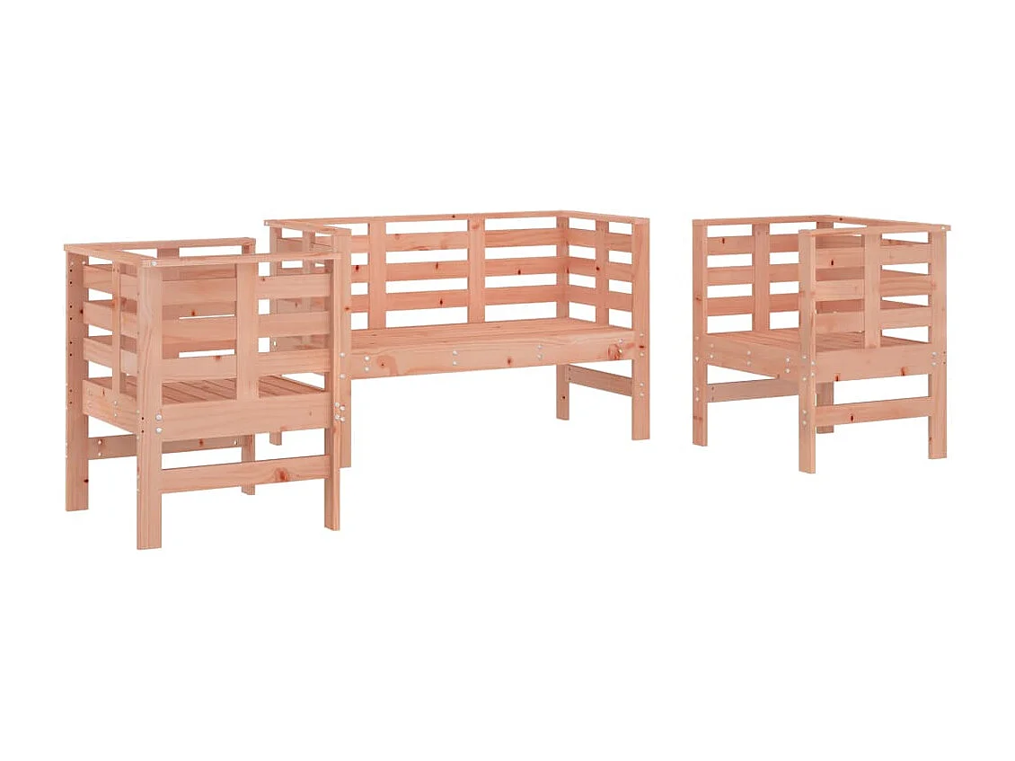 3 pcs conjunto lounge de jardim madeira de douglas maciça