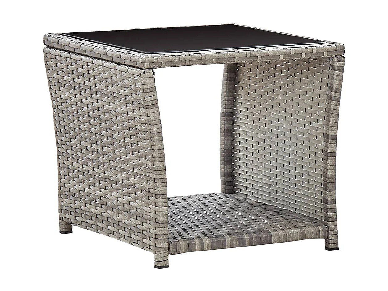 Ensemble à manger de jardin 3 pcs coussins gris résine tressée