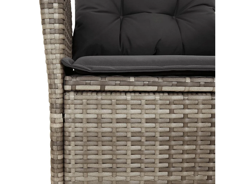 Ensemble à manger de jardin 3 pcs coussins gris résine tressée