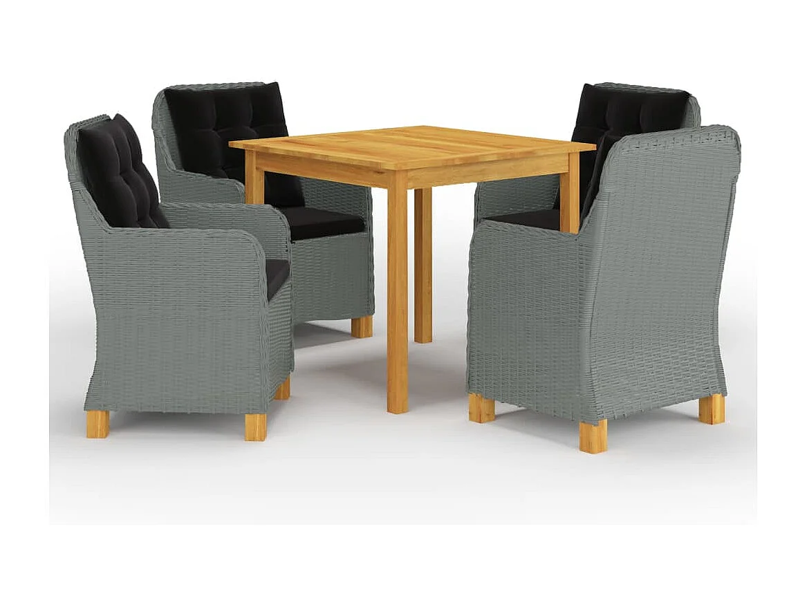 Set Mobili da Pranzo per Giardino 5 pz Grigio Chiaro